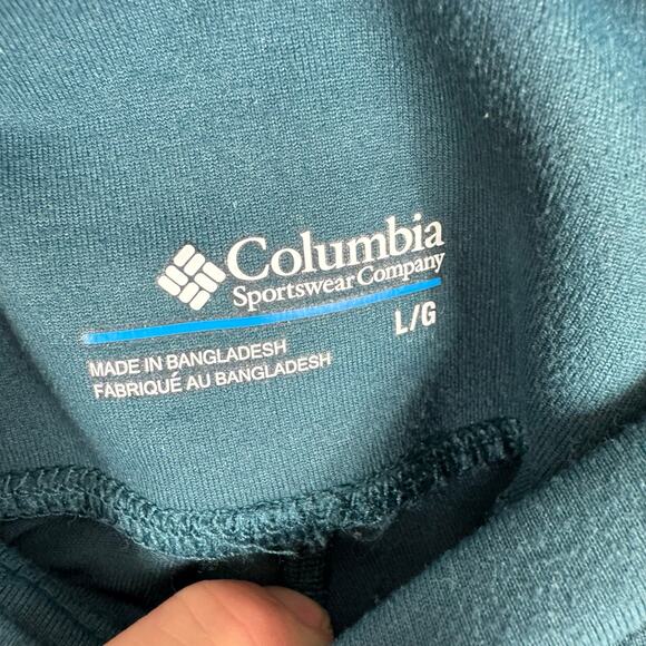 Columbia Teal Blue Cropped Skinny Stretchy Athletic Leggings Pockets Size L - Picture 5 of 6